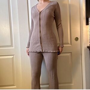 Tularosa Revolve ribbed cardigan and pant set S M